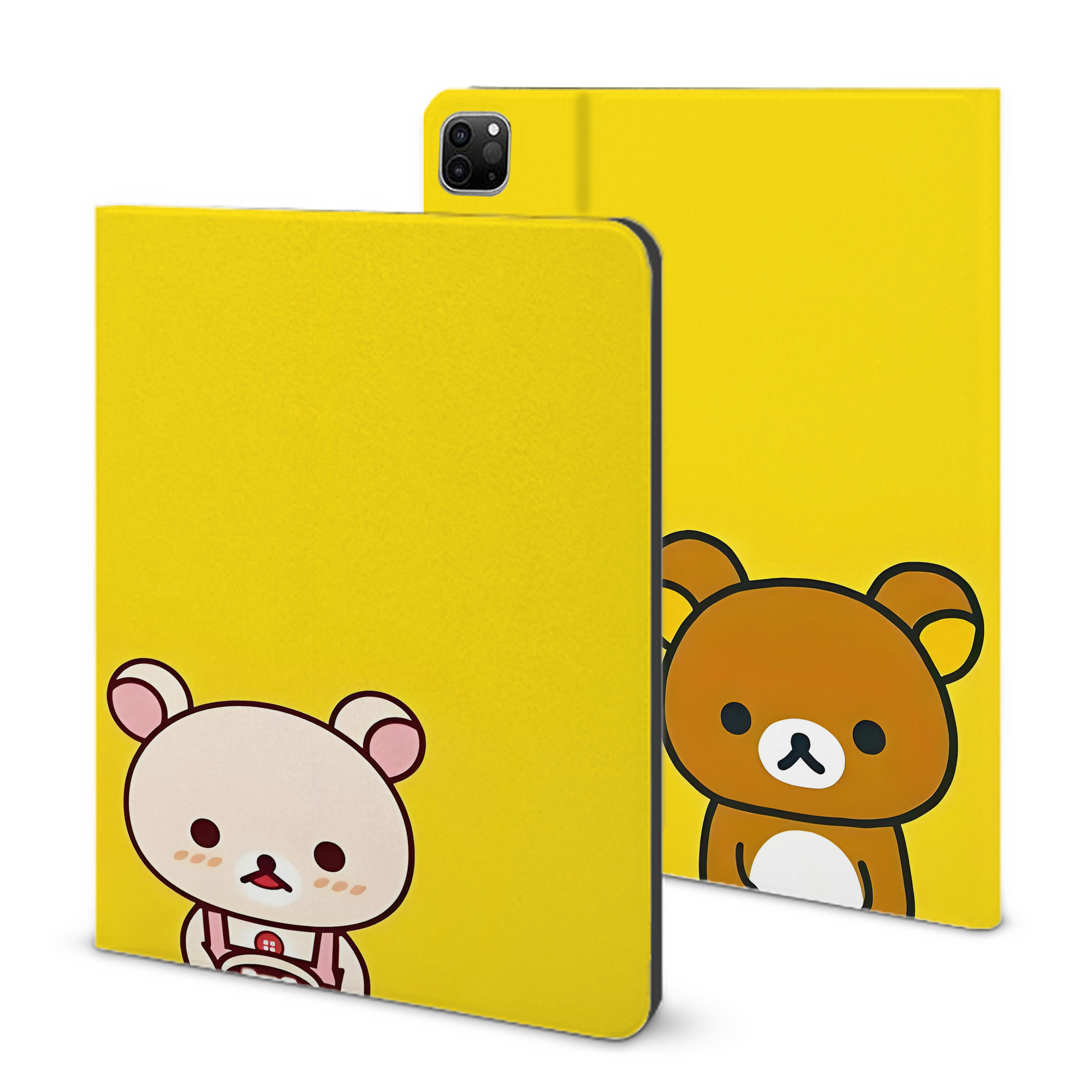 （画像用） リラックマ リラックマ キイロイトリ Rilakkuma Korilakkuma Kiiroitori IPad ケース ブック型 PUレザー TPU 耐衝撃 軽量 薄型 ペン収納なし 全面保護 IPad 各モデル対応